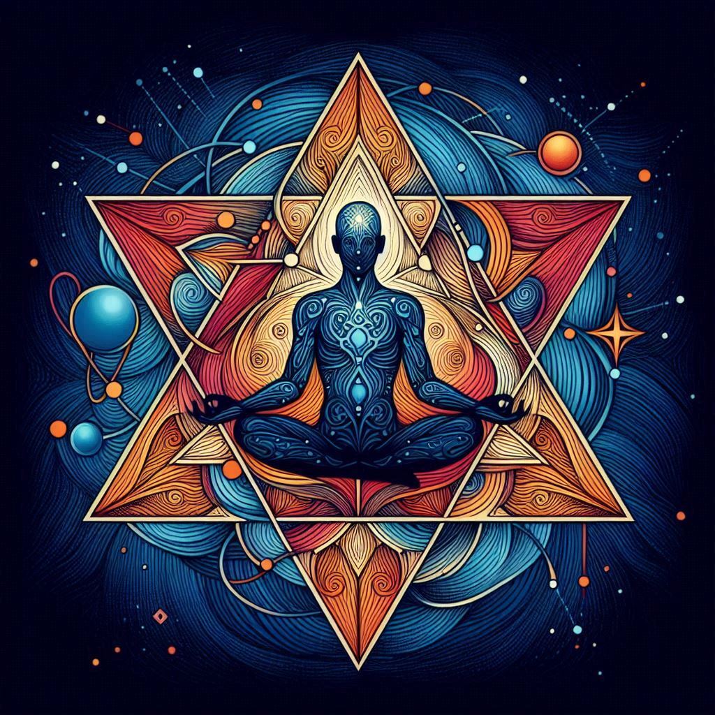 MERKABA  Se traduce literalmente como luz, espíritu y cuerpo. La estrella tetraedrica es la herramienta de curación y protección más poderosa de la geometria sagrada.